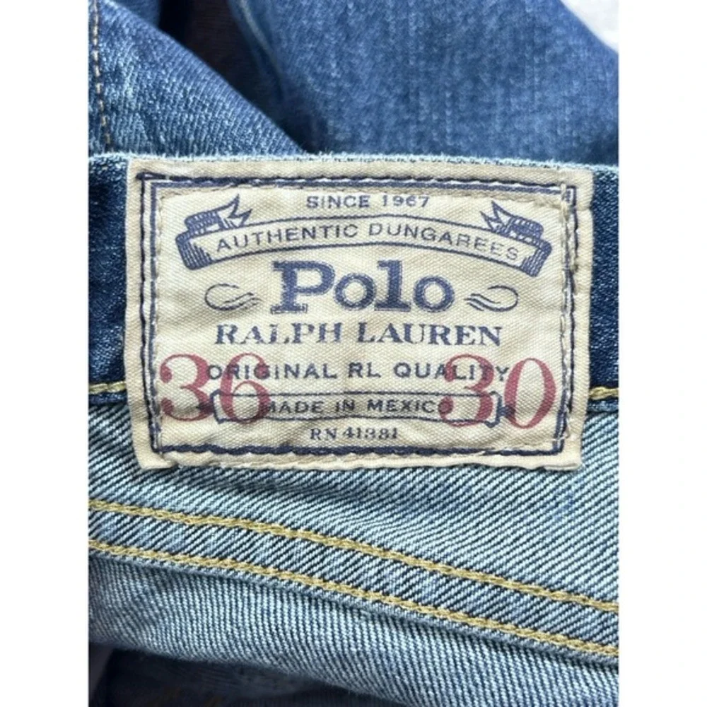 Vtg polo ralph lauren authentic dungarees blue jeans‎ 36x30 Distressed Med Wash